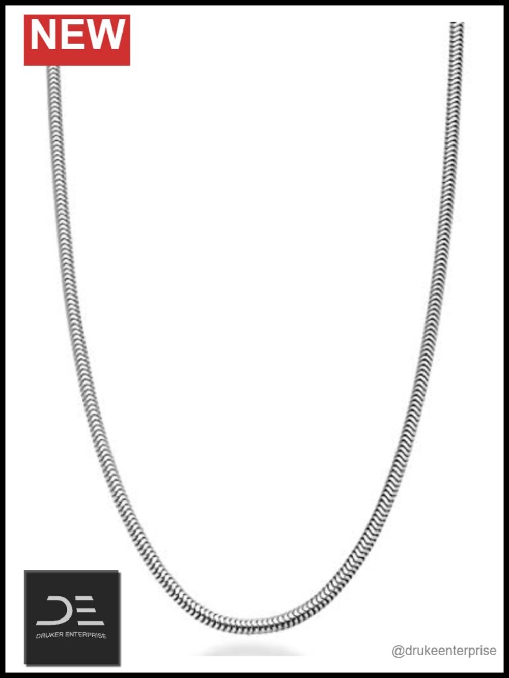 Italian Solid 925 Sterling Silver Round Snake Chain Necklace Unisex 26 Inch